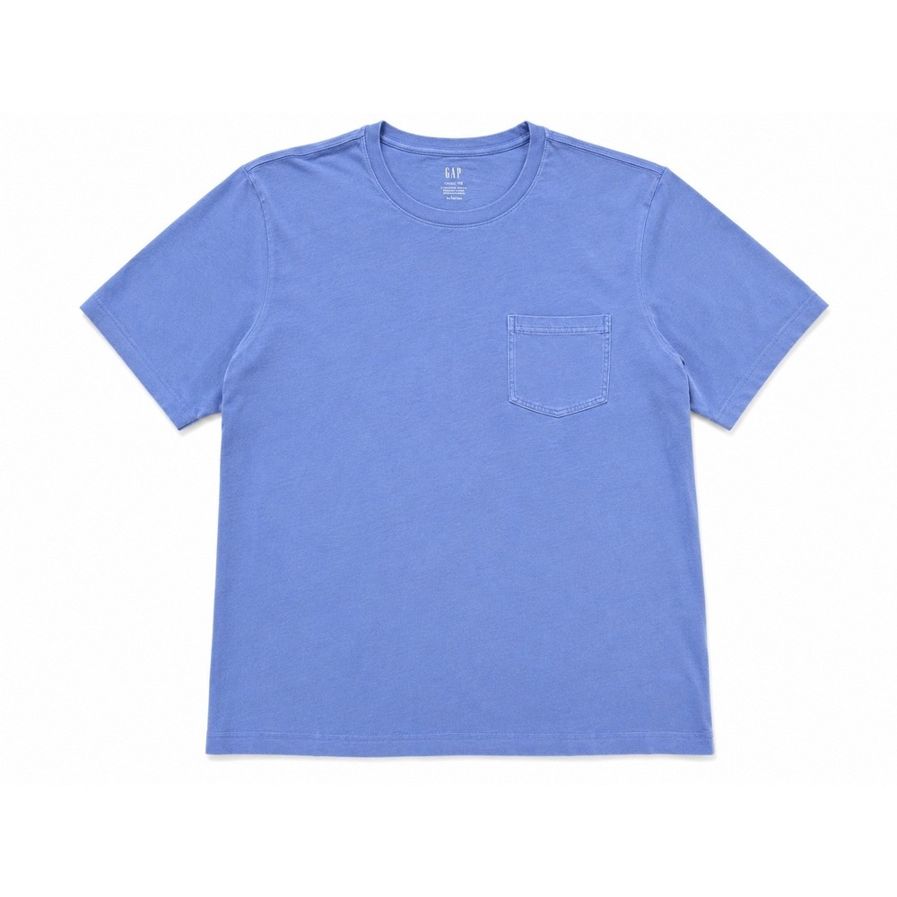 WILT Mens Vintage Wash Pocket T-Shirt Blue Cotton Crew Neck XL NEW
